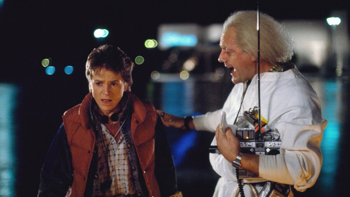 Michael J. Fox and Christopher Lloyd star in "Back to the Future." 