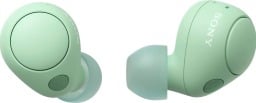 a sage colored pair of the sony wf-c700n earbuds