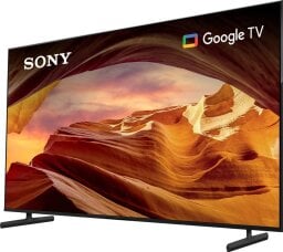 a sony x77l 4k smart tv angled on a white background