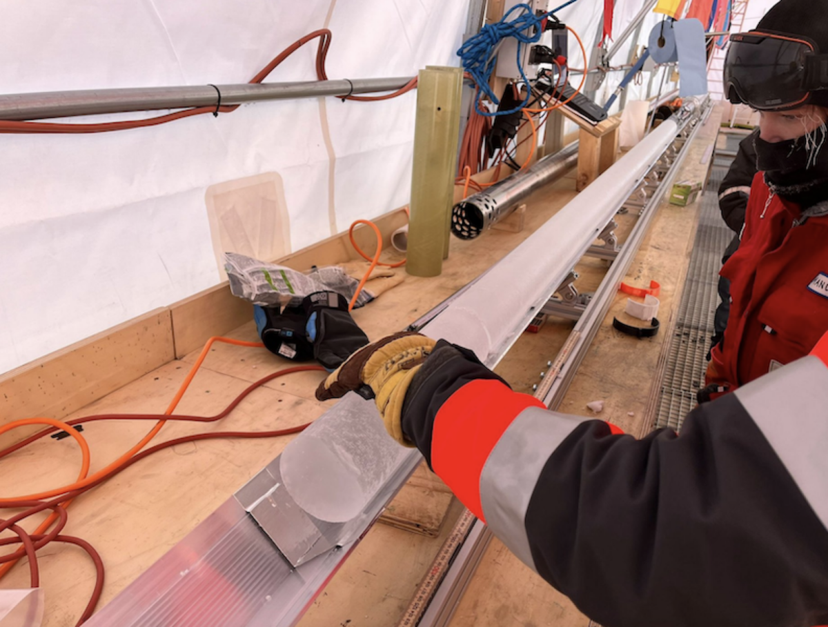 Ice core drilled from the recent Beyond EPICA - Oldest Ice expedition. 