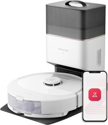 roborock q8 max+ robot vacuum and mop against a white background